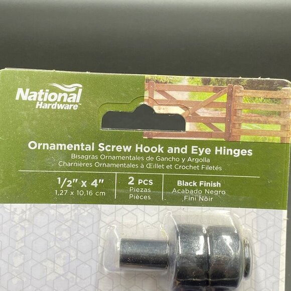 National Hardware Ornamental Screw Hook and Hinges 1/2" x 4" Black New - Picture 2 of 6